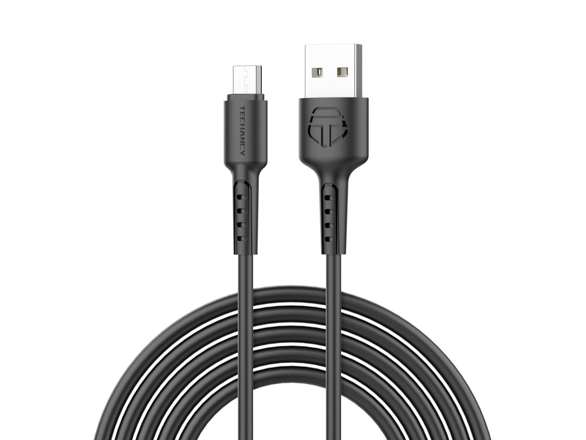 Techancy Cabo De Dados Preto TB1629, Cabo De Carregamento Rápido Usb Para Micro, 3 M/2,4 A, Compatível Com Dispositivos Android-0