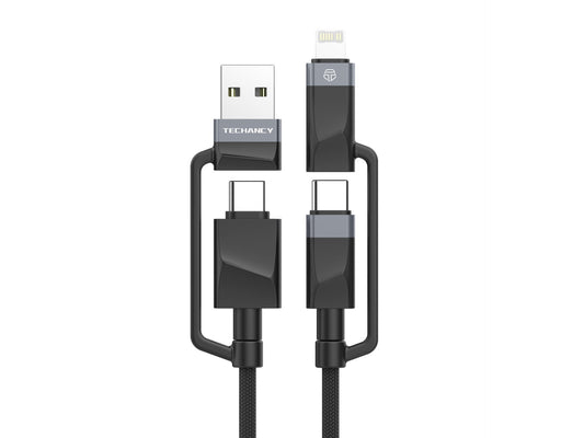 Techancy Cabo De Dados De Carregamento Rápido 4in1 Preto TB1741, 1m/60w, Combinação De Várias Portas A Condizer.-0